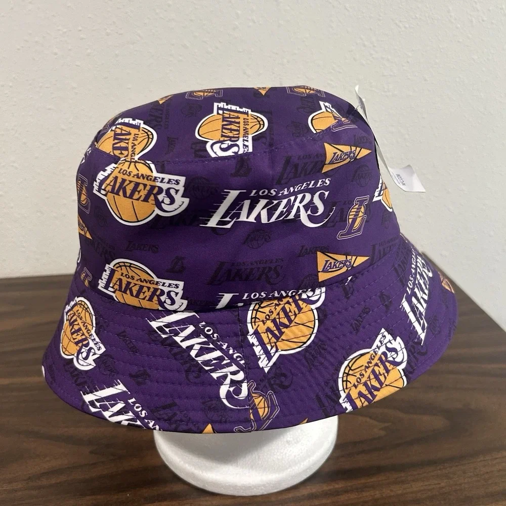 NWT Los Angeles Lakers Bucket Hat All Over Print AOP Purple Yellow Casual